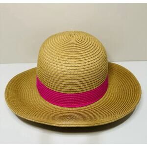 Banana Boat Woven Paper Straw By Pink Sun Hat Wide Brim Beach Pool Vacation